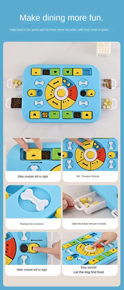 Blue Advanced Interactive Dog Puzzle Toy - Multi-Mechanism Treat Dispensing Slow Feeder for Mental Enrichment
