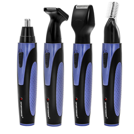 Purple and Black Versatile 4-in-1 USB Rechargeable Men's Grooming Kit - Precision Nose, Ear, Eyebrow Trimmer & Detail Shaver