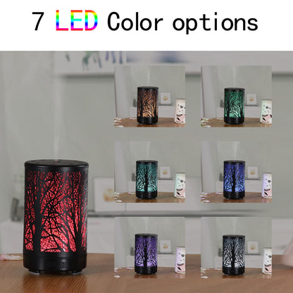 Black Forest Design Iron Essential Oil Diffuser - 7 Color LED Ultrasonic Cool Mist Humidifier 100ml