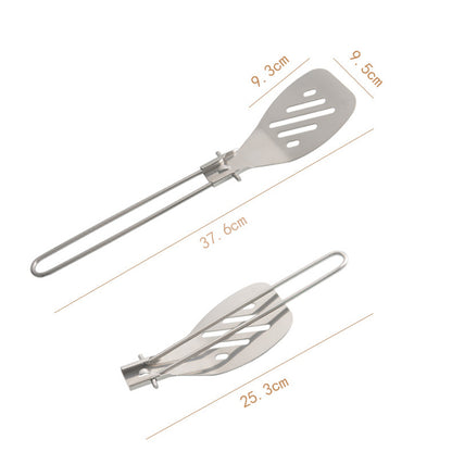 Silver 304 Stainless Steel Folding Camping Spatula  - 2 Pack Compact & Portable Outdoor Cooking Utensils