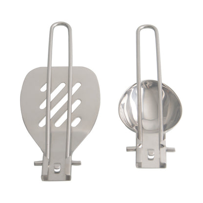Silver 304 Stainless Steel Folding Camping Spatula  - 2 Pack Compact & Portable Outdoor Cooking Utensils