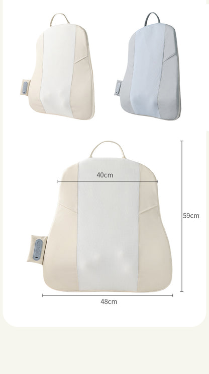 Beige Slim Wireless Shiatsu Back Massager Cushion - Rechargeable Heated Massage Pad for Full Back Relief