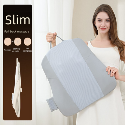 Beige Slim Wireless Shiatsu Back Massager Cushion - Rechargeable Heated Massage Pad for Full Back Relief