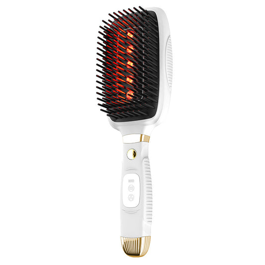 White Advanced 3-in-1 Scalp & Hair Care Massage Comb - Red Light Therapy, EMS Microcurrent & Vibration for Healthy Hair Growth
