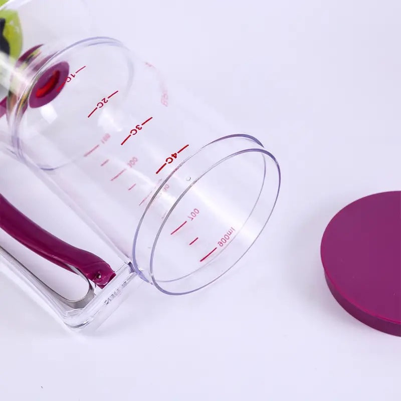 Purple Precision Batter Dispenser with Measurement Marks - 900ml Easy Pour for Pancakes, Cupcakes & Waffles