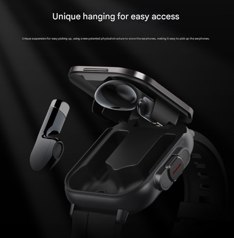 Silver 2-in-1 Bluetooth Smartwatch with Integrated Earbuds for Sports