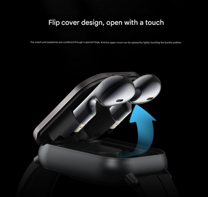 Silver 2-in-1 Bluetooth Smartwatch with Integrated Earbuds for Sports