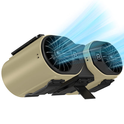 Brown-black Portable Turbo Waist Fan with Digital Display and Dual Air Outlets
