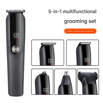 5-in-1 Professional Men's Grooming Kit - Cordless Hair Clipper, Beard Trimmer(Electroplating gun)
