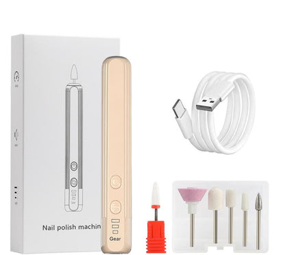 Portable Electric Nail Drill Pen Kit - USB-C Rechargeable, 3-Speed, High Torque, Low Heat(Khaki)