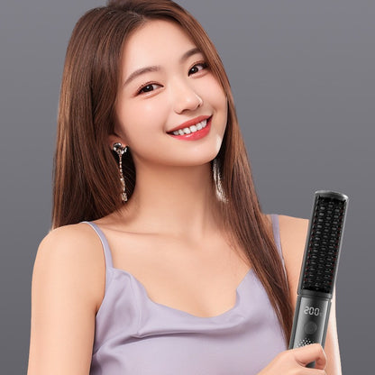 Cordless Hair Straightener Comb - 4 Temperature Settings, USB-C, PTC Heating(black)
