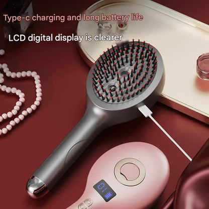 4-in-1 SPA Scalp Care Massage Comb - Red Light Therapy, Nano Steam & Vibration, USB-C Rechargeable(Black)