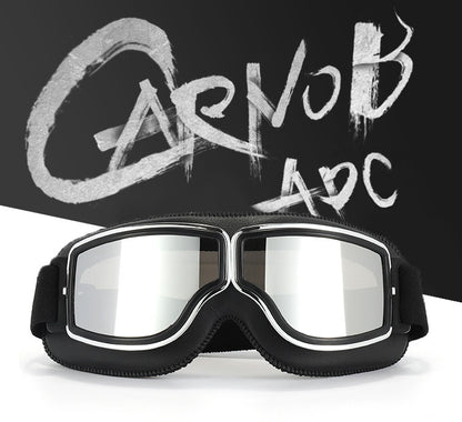 Retro Motorcycle Goggles - Windproof, UV400 Protection, Anti-Impact PC Lenses with Leather Frame(Black leather yellow lens)