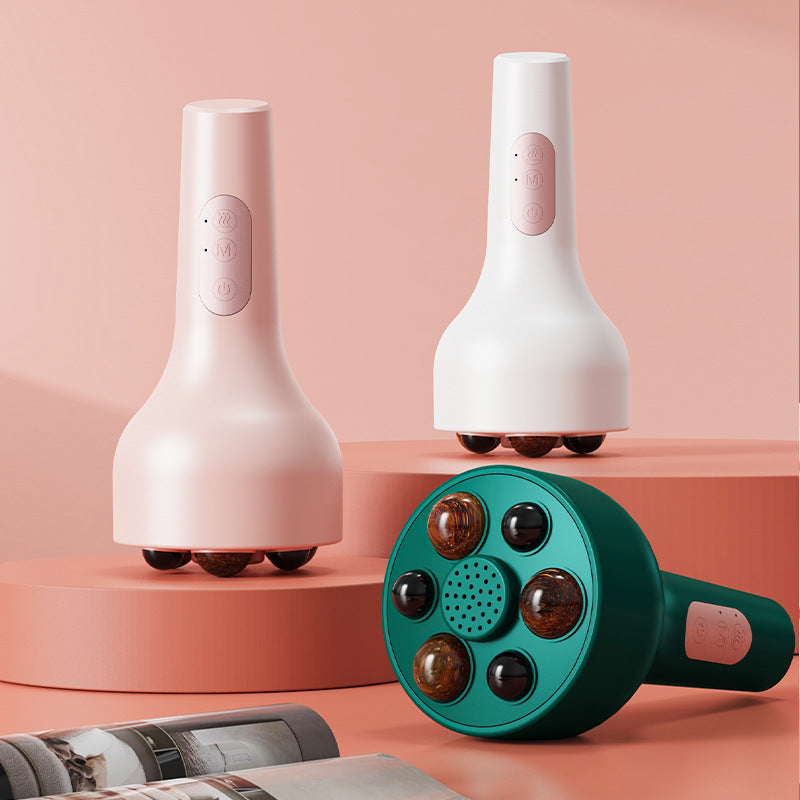 Rechargeable Smokeless Moxibustion & Massage Device with Hot Compress & Red Light Therapy(pink)