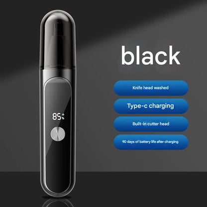 Electric Nose & Ear Hair Trimmer - USB-C Rechargeable, LED Display, Washable 360deg Head, Low Noise(black)