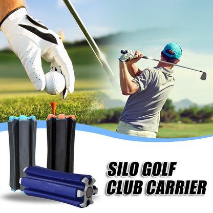 Portable Golf Club Carrier "SILO" - Holds 3 Clubs, Lightweight & Easy to (Black Orange)