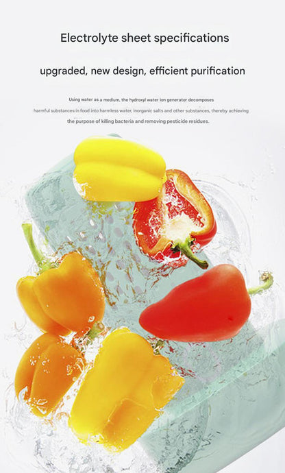 Wireless Fruit & Vegetable Purifier - Electrolytic Cleaning, Removes Residue, IPX7 Waterproof(white)