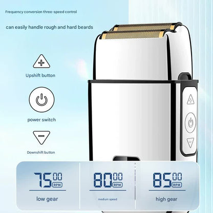 Professional Electric Foil Shaver for Men - 3 Speed Modes, LED Display, USB Rechargeable, Waterproof(gold)