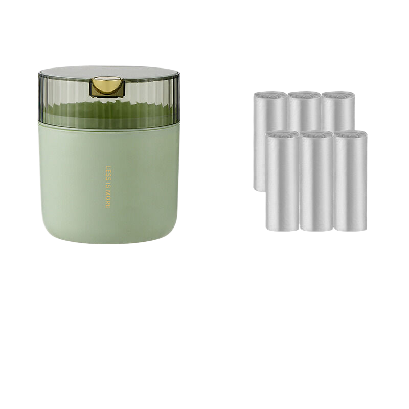 Light cedar green desktop trash can (standard 6-roll garbage bag) 14cm * 15cm (including button) * 16cm