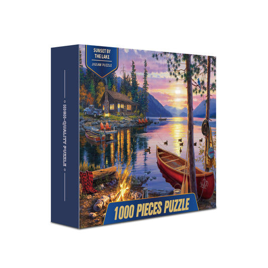 Lake -side sunset puzzle