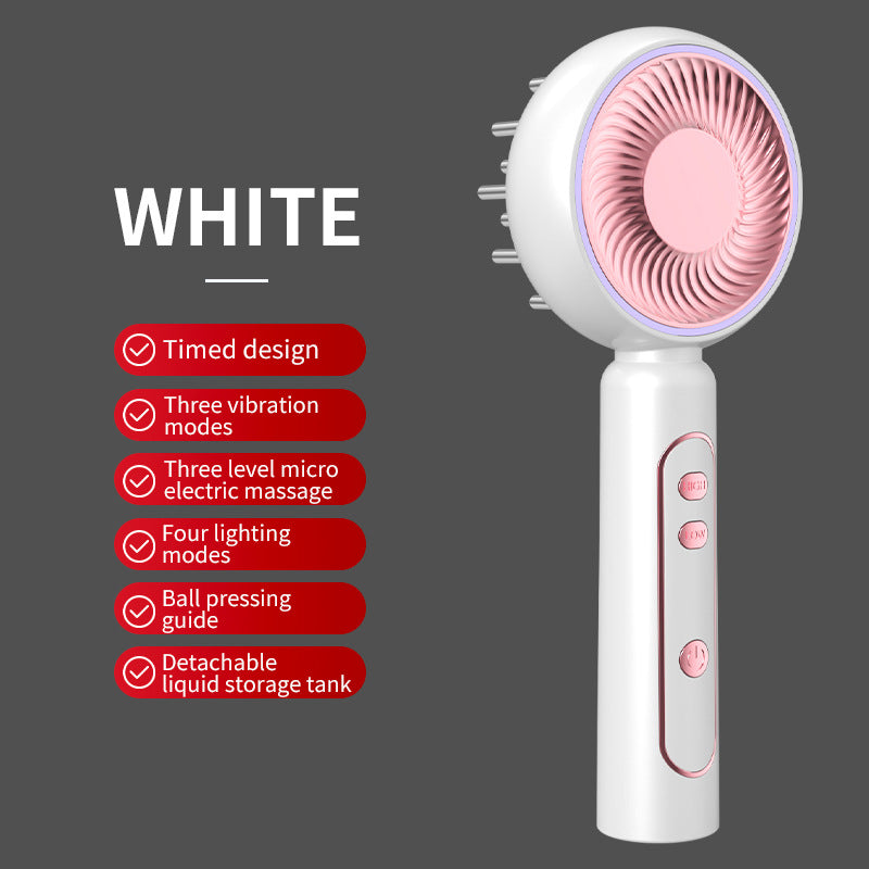 White Advanced Scalp Therapy Comb: Red/Blue Light, EMS & Serum Applicator