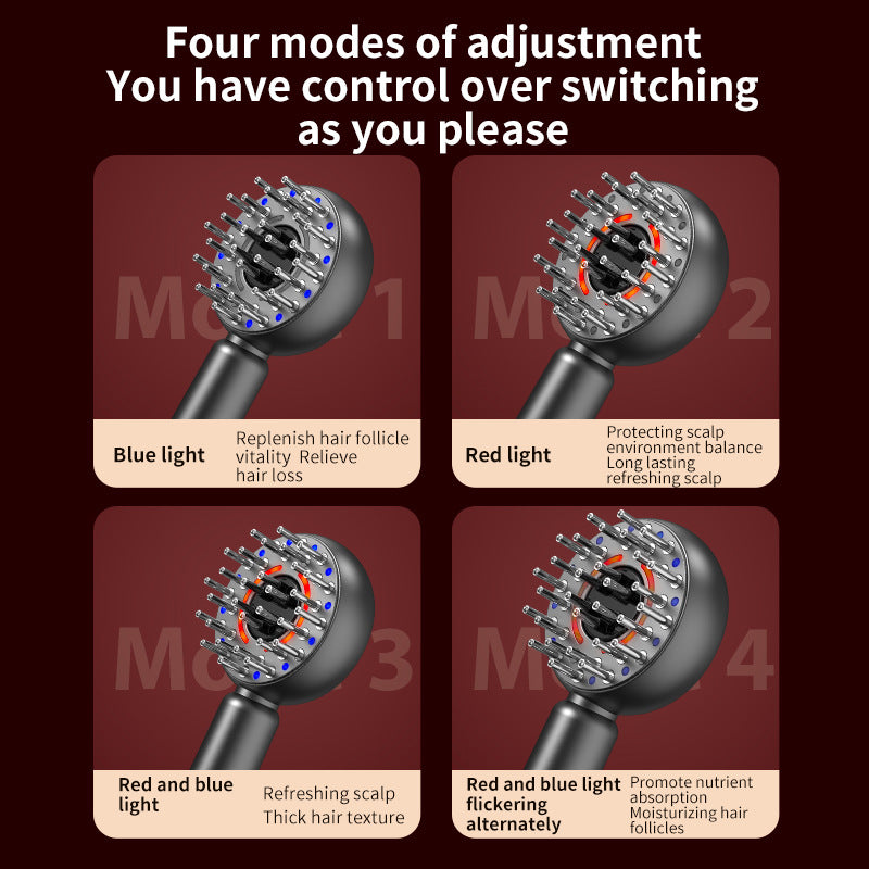 Grey Advanced Scalp Therapy Comb: Red/Blue Light, EMS & Serum Applicator