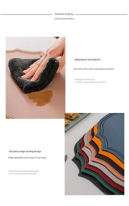 4 pcs Decorative Faux Leather Placemats - Unique Shape, Beautiful Packaging (Bean green)