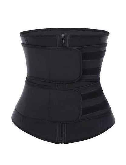 Size S Black Womens Sweat-Enhancing Waist Trainer Belt - Dual Strap Zipper Tummy Control Cincher for Workout & Postpartum Shaping