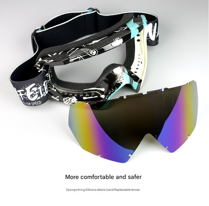 Cyan Frame and Transparent Sheet Versatile Sports Goggles - Windproof UV Protection for Skiing, Motorcycle, Cycling & Outdoor Adventures