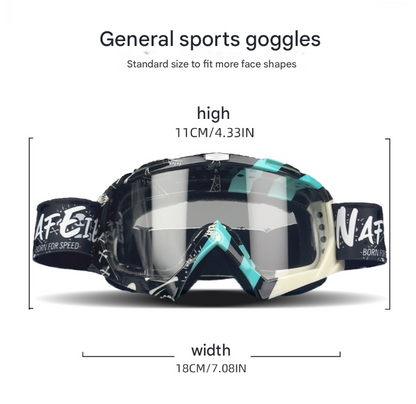 Cyan Frame and Grey Sheet Versatile Sports Goggles - Windproof UV Protection for Skiing, Motorcycle, Cycling & Outdoor Adventures