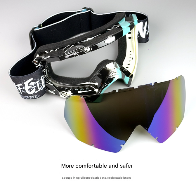 Cyan Frame and Grey Sheet Versatile Sports Goggles - Windproof UV Protection for Skiing, Motorcycle, Cycling & Outdoor Adventures