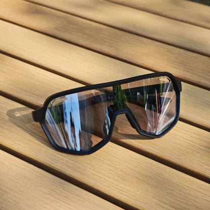 Black frame and photochromic silver lenses Photochromic Cycling Sunglasses - Lightweight TR90 Frame, HD Vision for Road Biking & Running