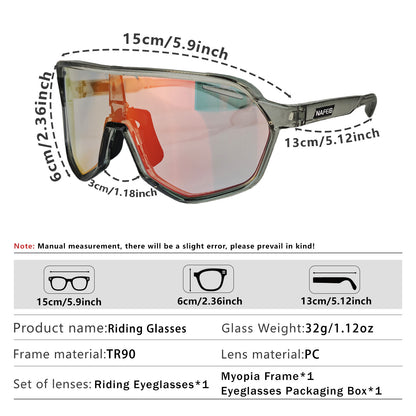 Black frame and photochromic silver lenses Photochromic Cycling Sunglasses - Lightweight TR90 Frame, HD Vision for Road Biking & Running
