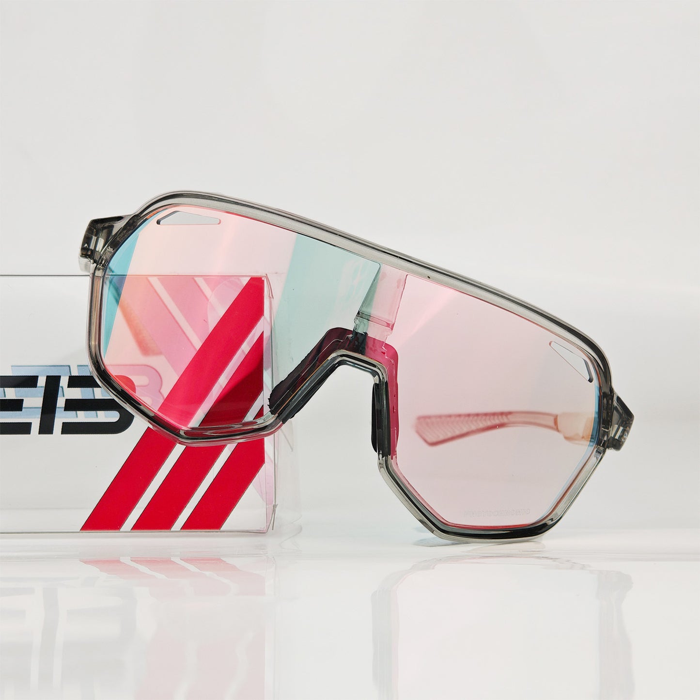 Grey frame and photochromic Grey lenses Photochromic Cycling Sunglasses - Lightweight TR90 Frame, HD Vision for Road Biking & Running