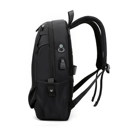 Black Modern Anti-Theft Laptop Backpack with USB Charging Port - Water-Repellent Travel & Business Bag for 15.6 Inch Laptops