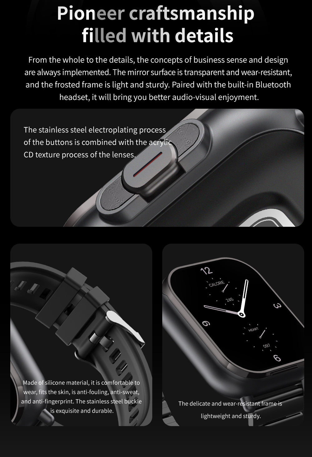 Black TPU Strap 2-in-1 Smartwatch with Built-in Earbuds - 2.01" HD Touchscreen, Bluetooth Calls, Health Monitor, Long Battery Life