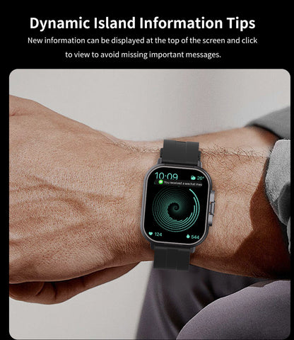 Black Steel Belt 2-in-1 Smartwatch with Built-in Earbuds - 2.01 HD Touchscreen