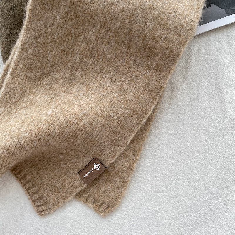 Khaki Luxuriously Soft Wool Blend Knit Scarf - Cozy Warm Solid Colour Unisex Winter Essential