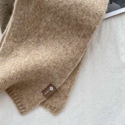 Khaki Luxuriously Soft Wool Blend Knit Scarf - Cozy Warm Solid Colour Unisex Winter Essential