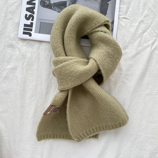 Light Green Luxuriously Soft Wool Blend Knit Scarf - Cozy Warm Solid Colour Unisex Winter Essential