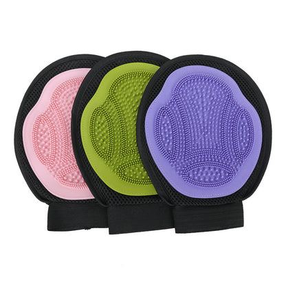 Green 3-Pack Gentle Pet Grooming Glove - Deshedding, Bathing & Massage Mitt for Dogs & Cats, Breathable & Adjustable