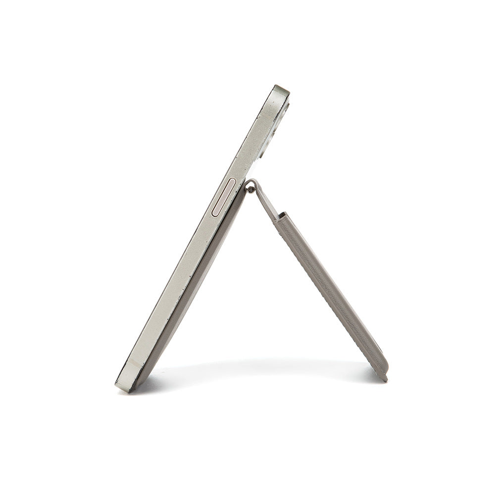 Grey Chic MagSafe Wallet with Mirror & Stand - PU Leather Card Holder for iPhone 12-16 Series