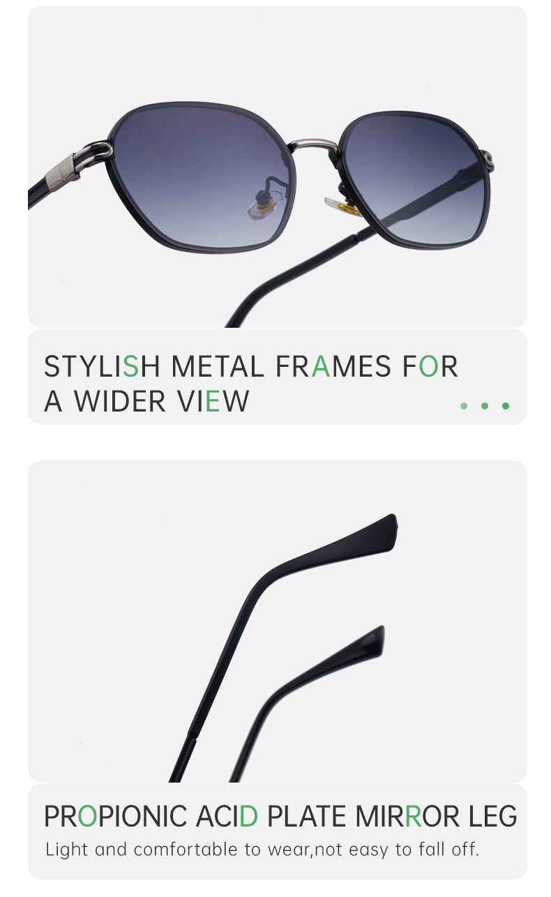 Purple Gradient Lenses Chic Oval Sunglasses for Women - UV400 Protection Lightweight Metal Frame, Comfortable Design