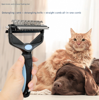 Green and Black Professional 3-in-1 Pet Grooming Tool - Dematting Rake, Deshedding Comb & Finishing Brush for Dogs & Cats