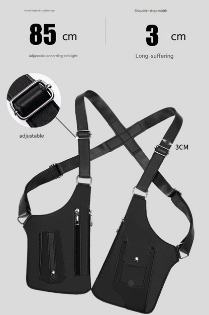 Black Urban Tactical Anti-Theft Shoulder Holster Bag - Secure Multi-Pocket Chest Rig for Men