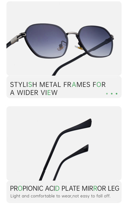 Blue Lenses Chic Oval Sunglasses for Women - UV400 Protection Lightweight Metal Frame, Comfortable Design