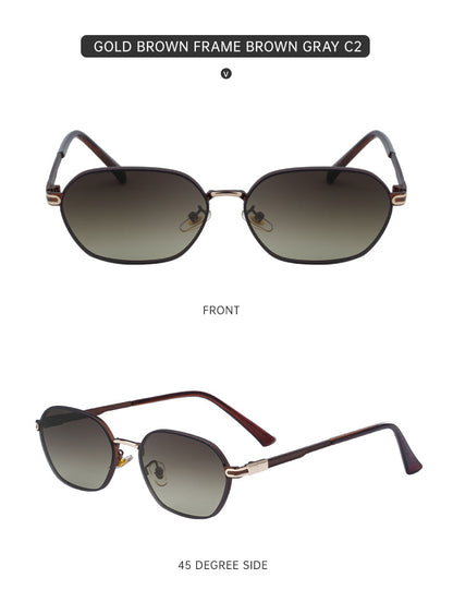 Dark Green Gradient Lenses Chic Oval Sunglasses for Women - UV400 Protection Lightweight Metal Frame, Comfortable Design