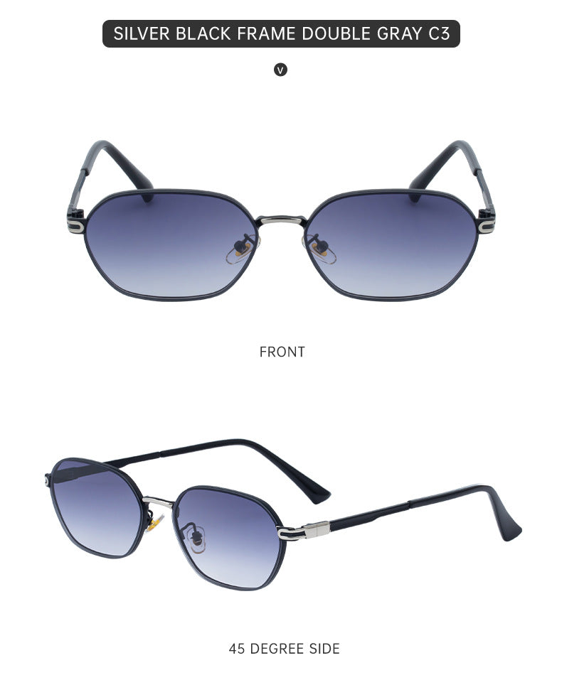 Blue Gradient Lenses Chic Oval Sunglasses for Women - UV400 Protection Lightweight Metal Frame, Comfortable Design