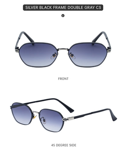 Blue Gradient Lenses Chic Oval Sunglasses for Women - UV400 Protection Lightweight Metal Frame, Comfortable Design