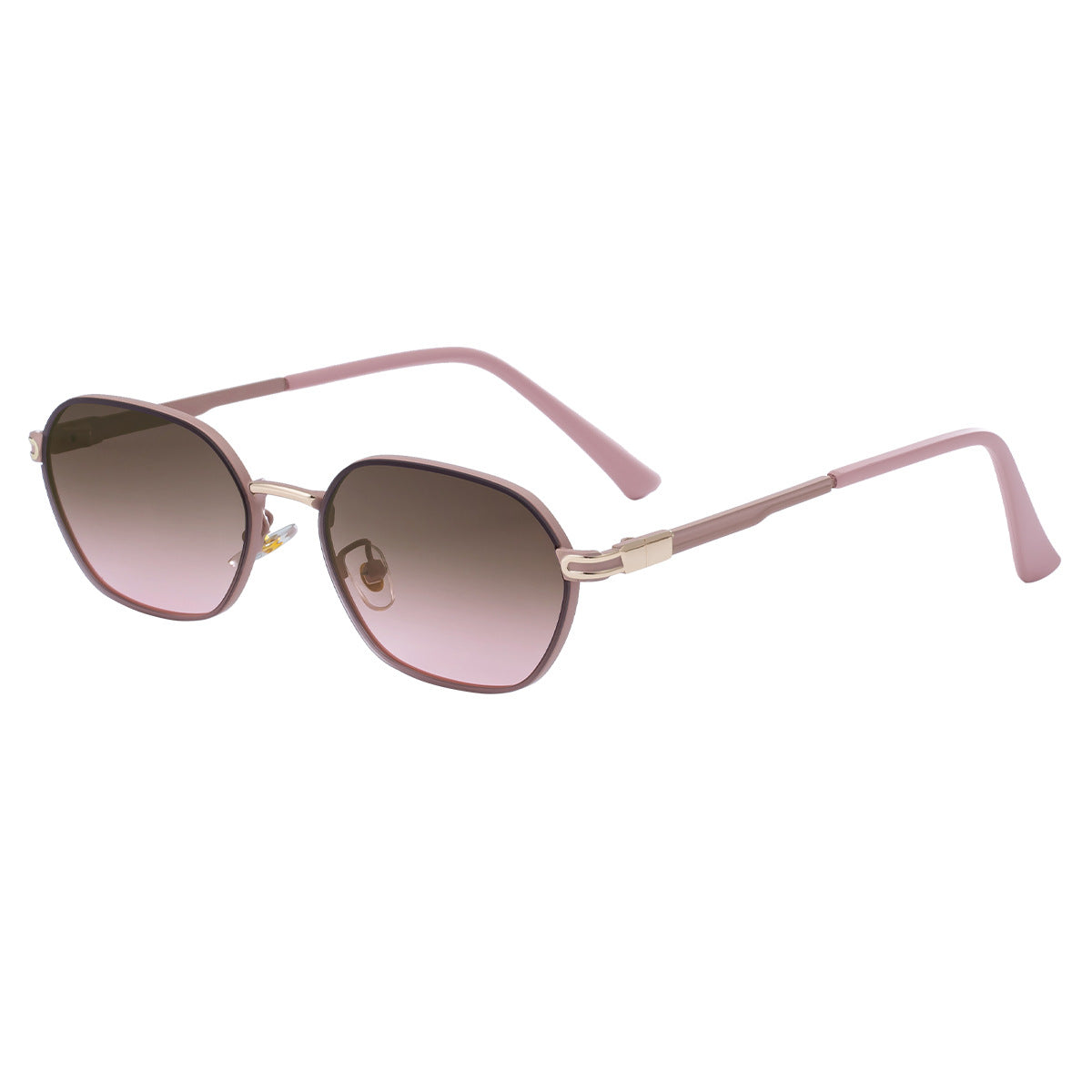 Pink Brown Gradient Lenses Chic Oval Sunglasses for Women - UV400 Protection Lightweight Metal Frame, Comfortable Design